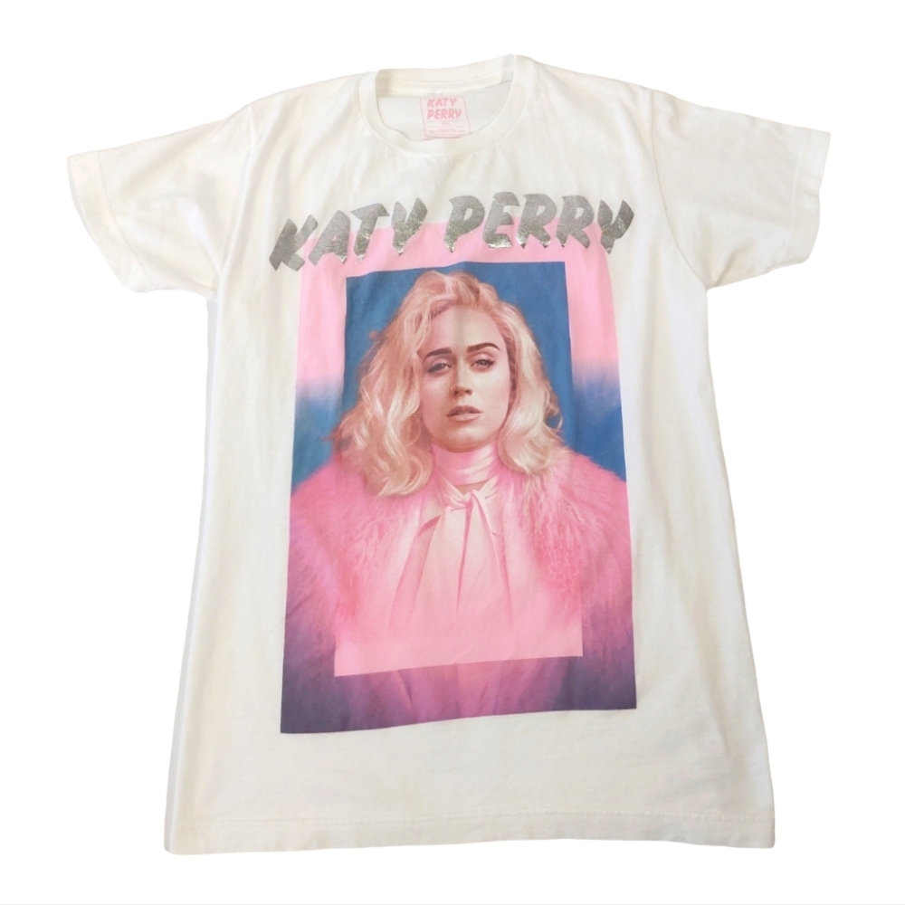 Katty Perry White Chained Foil Crewneck T-Shirt